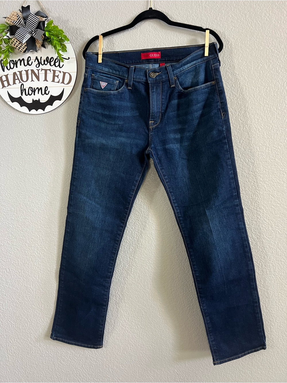 GUESS Men’s Dark Indigo Slim Straight Jeans Size 32x30